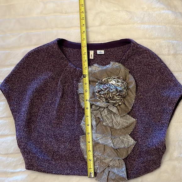 Moth Anthropologie Cropped Knit Sweater Top Shrug Purple Sz S/M - Picture 5 of 11